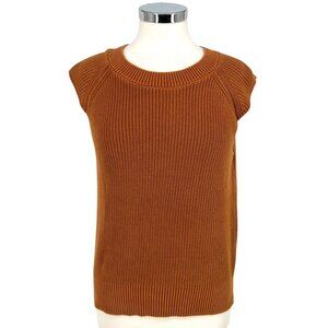 Yfb Beau Sleeveless Knit Sweater Vest In Rust Brown Size Small